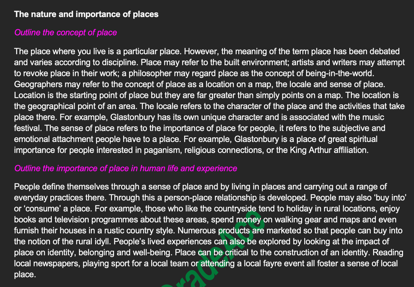 AQA Geography Human 4 Markers